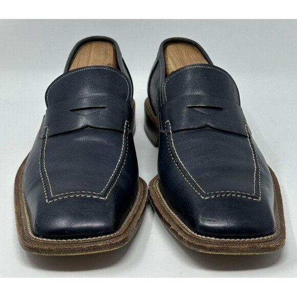 Bruno Magli Navy Blue Leather Penny Loafers main image 6